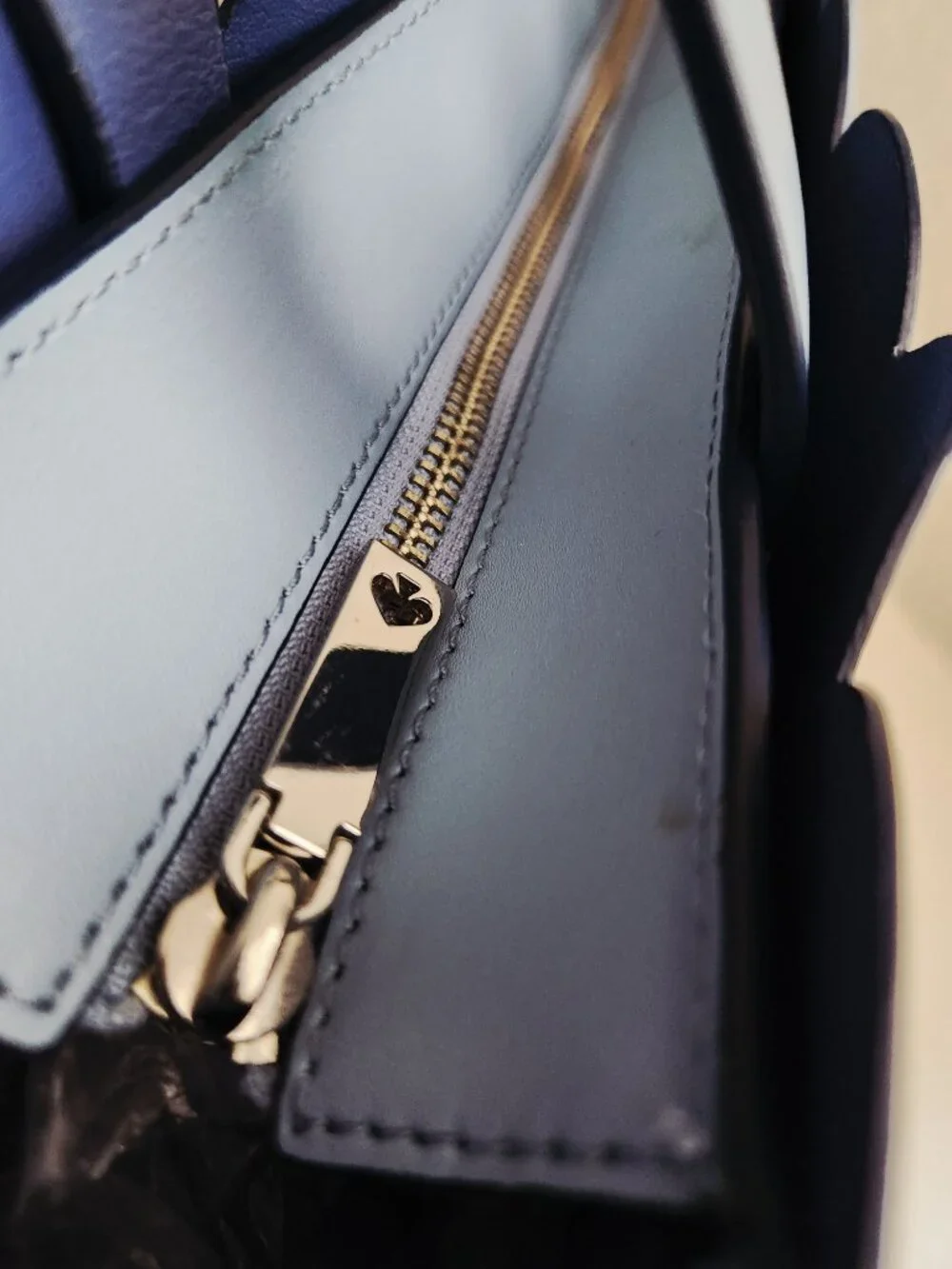 Euc Kate Spade Blue Dawn Scalloped Leather Shoulder Bag Tote